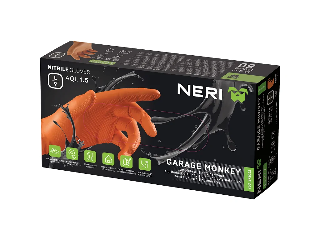 Guanti Nitrile Garage Monkey Arancioni - immagine 2